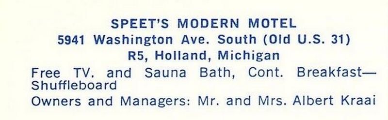 Speets Modern Motel (Websters Inn) - Vintage Postcard (newer photo)